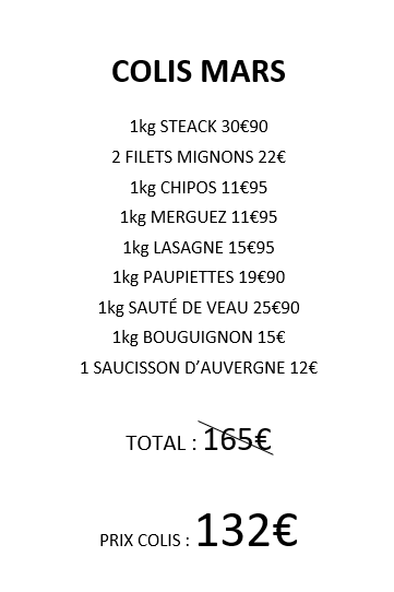COLIS DU MOIS DE MARS